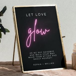 Modernes Minimalistisches Liebe-Glühen Hochzeitsze Poster