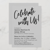 Modernes Minimalistisches Light Gray Celebrate mit Einladung (Vorne/Hinten)