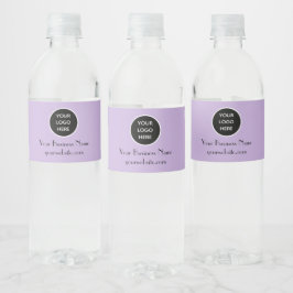 Modernes Minimalistisches Lila Lilac Custom Logo Wasserflaschenetikett