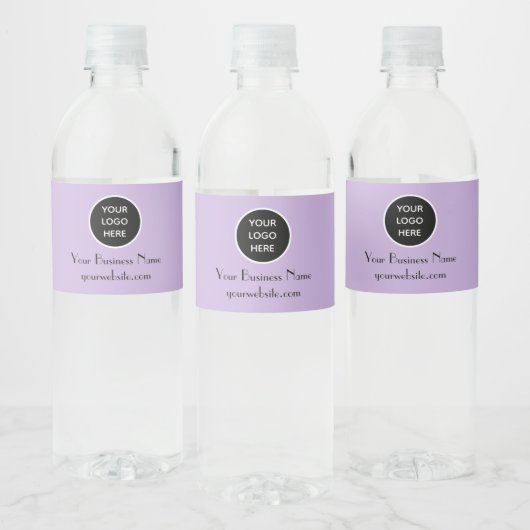 Modernes Minimalistisches Lila Lilac Custom Logo Wasserflaschenetikett (Flaschen)