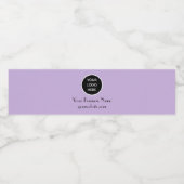 Modernes Minimalistisches Lila Lilac Custom Logo Wasserflaschenetikett (Einzelnes Label)