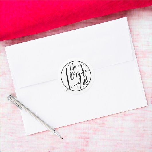 Modernes, minimalistisches Logo-Branding Schwarz-w Runder Aufkleber