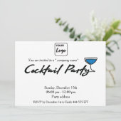 Modernes, minimalistisches Logo-Cocktail Party Einladung (Stehend Vorderseite)