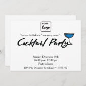 Modernes, minimalistisches Logo-Cocktail Party Einladung (Vorne/Hinten)
