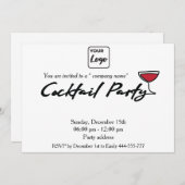 Modernes, minimalistisches Logo-Cocktail Party Einladung (Vorne/Hinten)