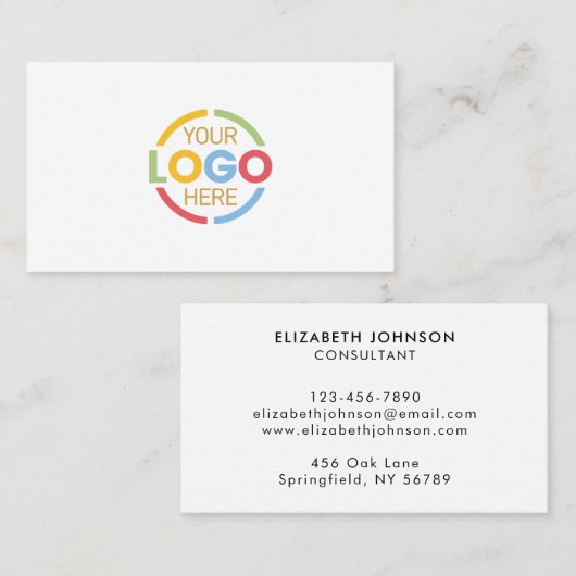 Modernes Minimalistisches Logo für Schwarz-weiße U Visitenkarte (Vorne/Hinten)