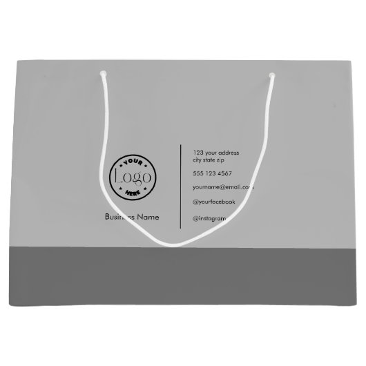 Modernes Minimalistisches Logo-Geschäft Grau Große Geschenktüte (Vorderseite)