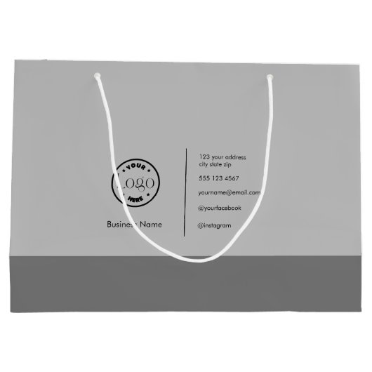 Modernes Minimalistisches Logo-Geschäft Grau Große Geschenktüte (Rückseite)