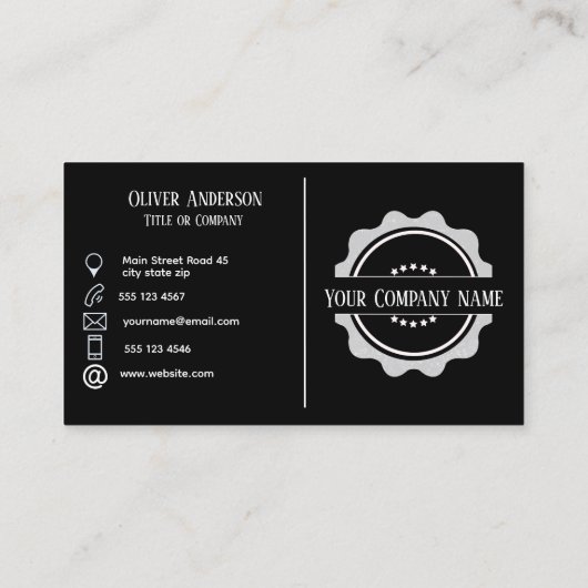 Modernes, minimalistisches Logo in schwarz und wei Visitenkarte (Rückseite)