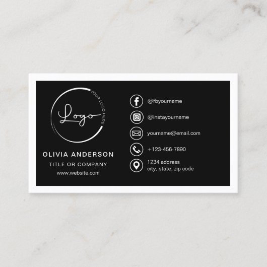 Modernes Minimalistisches Logo mit Social Media Ic Visitenkarte (Vorderseite)