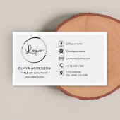 Modernes Minimalistisches Logo mit Social Media Ic Visitenkarte