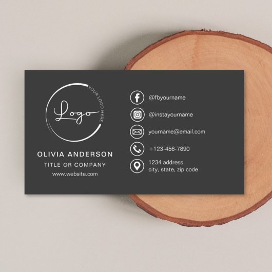Modernes Minimalistisches Logo mit Social Media Ic Visitenkarte