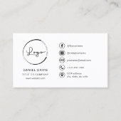 Modernes Minimalistisches Logo mit Social Media Ic Visitenkarte (Vorderseite)