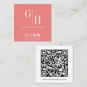 Modernes Minimalistisches Logo QR Code Pastel Cora Quadratische Visitenkarte
