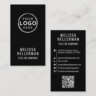Modernes minimalistisches Logo QR-Code Vertikal Sc Visitenkarte
