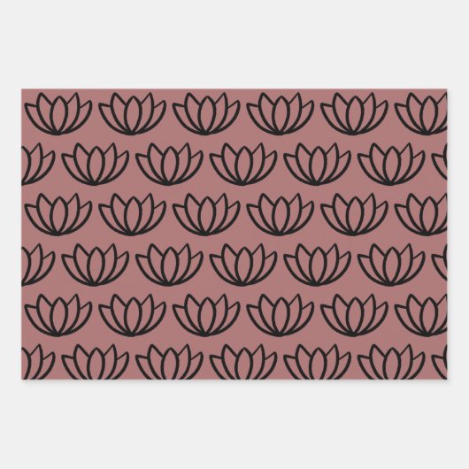 Modernes Minimalistisches Lotus Blume Muster Geschenkpapier Set (Vorderseite)
