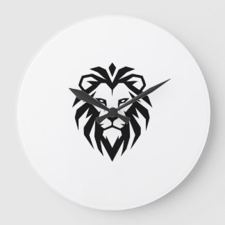 Modernes minimalistisches Löwenkopf-Symbol Große Wanduhr