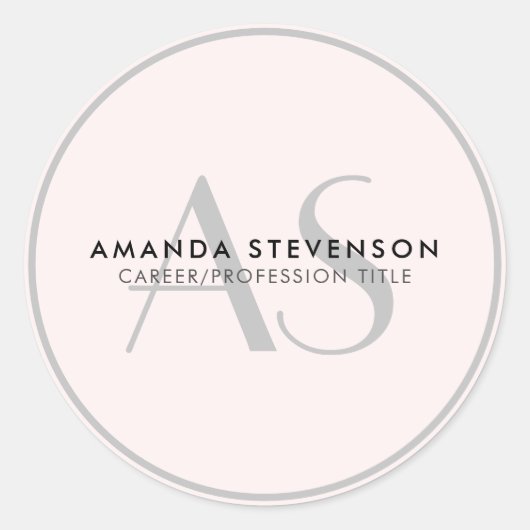 Modernes Minimalistisches Luxus-Light Pink/Black M Runder Aufkleber (Vorderseite)