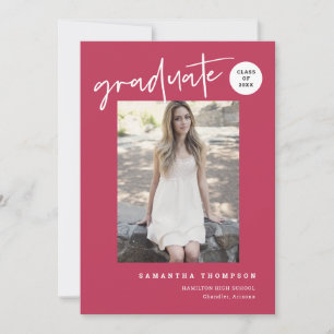 Modernes Minimalistisches Magenta School Grad Part Einladung