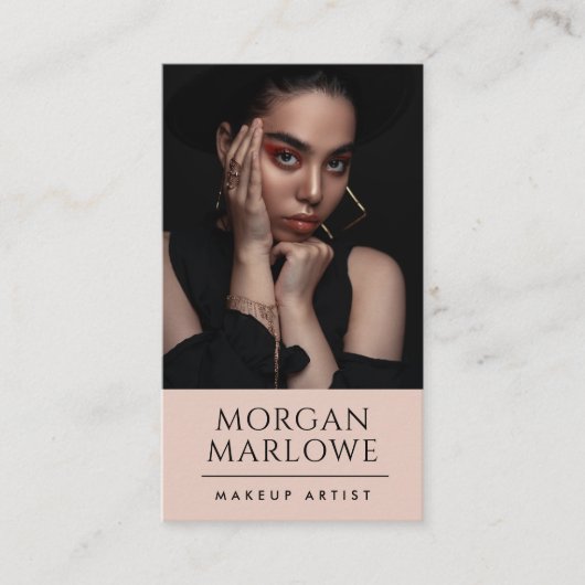 Modernes Minimalistisches Makeup Artist Foto Visitenkarte (Vorderseite)