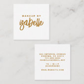 Modernes Minimalistisches Makeup-Artist-Gold-Scrip Quadratische Visitenkarte (Vorne/Hinten)