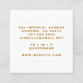 Modernes Minimalistisches Makeup-Artist-Gold-Scrip Quadratische Visitenkarte (Rückseite)