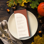 Modernes Minimalistisches Menü auf der Terracotta Menükarte