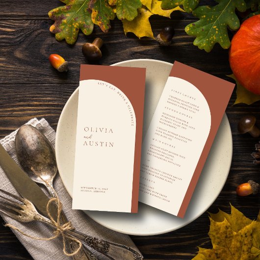 Modernes Minimalistisches Menü auf der Terracotta Menükarte