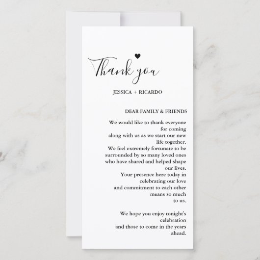 Modernes Minimalistisches Menü + Danke Hinweis (Vorderseite)