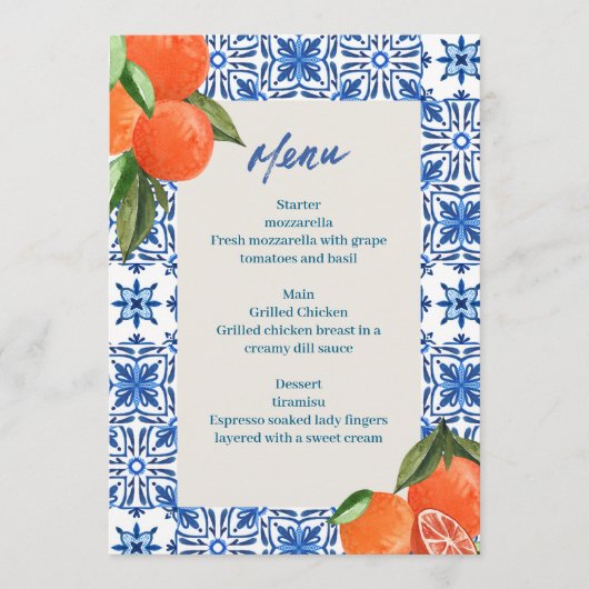 Modernes Minimalistisches Menü Menükarte (Vorderseite)