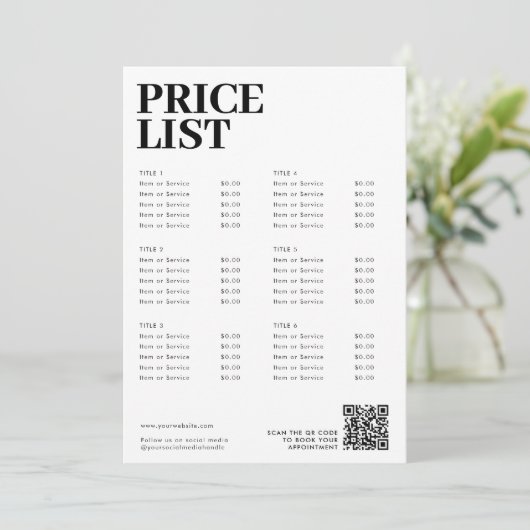 Modernes Minimalistisches Menü mit QR-Code für Sch (Stehend Vorderseite)