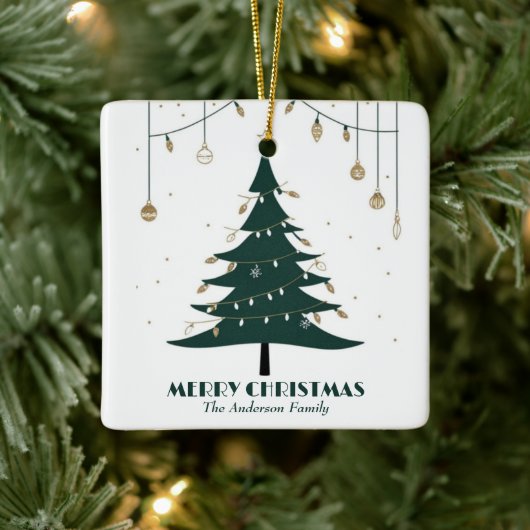 Modernes Minimalistisches MerryWeihnachten Stilvol Keramikornament (Baum)
