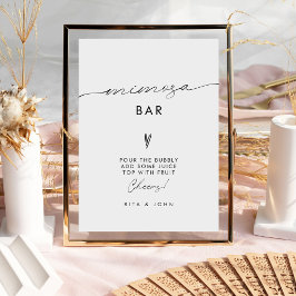 Modernes Minimalistisches Mimosa Bar Wedding Sign Poster