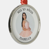 Modernes Minimalistisches Mis XV Años Foto Ornament Aus Metall (Rechts)