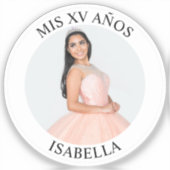 Modernes Minimalistisches Mis XV Años Foto Tiny Aufkleber (Vorderseite)