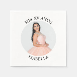 Modernes Minimalistisches Mis XV Años Round Foto Serviette