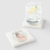 Modernes Minimalistisches Mis XV Años Round Foto Steinuntersetzer (Seitenansicht)