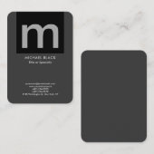 Modernes, minimalistisches mit Monogramm Grauschwa Visitenkarte (Vorne/Hinten)
