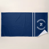 Modernes Minimalistisches Mit Monogramm Navy Blue Strandtuch (Vorderseite)