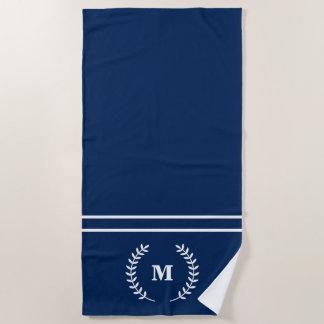 Modernes Minimalistisches Mit Monogramm Navy Blue Strandtuch