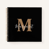 Modernes Minimalistisches Mit Monogramm Schwarz Notizblock (Vorderseite)