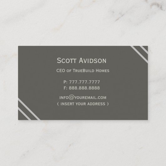 Modernes Minimalistisches Monochrome Visitenkarte (Rückseite)