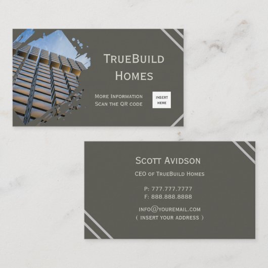 Modernes Minimalistisches Monochrome Visitenkarte (Vorne/Hinten)