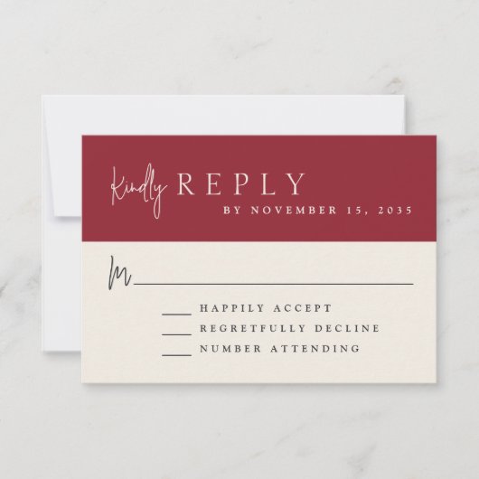 Modernes Minimalistisches Monogram-Hochzeitprogram RSVP Karte (Vorderseite)