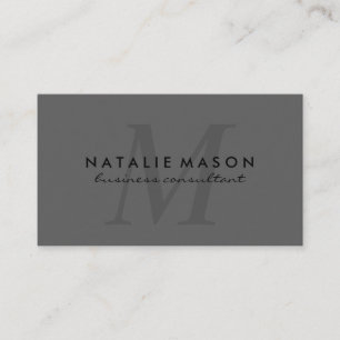 Modernes Minimalistisches Monogram Italic Gray Visitenkarte