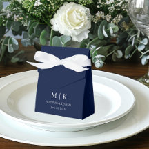Modernes Minimalistisches Monogram Wedding Blue