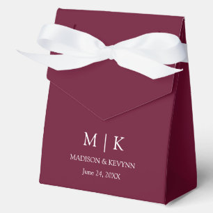 Modernes Minimalistisches Monogram Wedding Burgund Geschenkschachtel