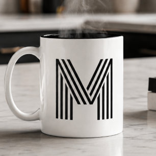 Modernes minimalistisches Monogramm Anfangsbuchsta Zweifarbige Tasse