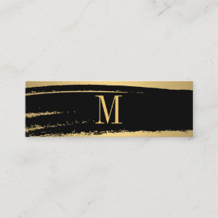 Modernes Minimalistisches Monogramm auf Schwarz/Go Mini Visitenkarte