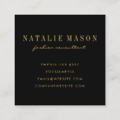 Modernes Minimalistisches Monogramm auf Schwarz/Go Quadratische Visitenkarte (Rückseite)